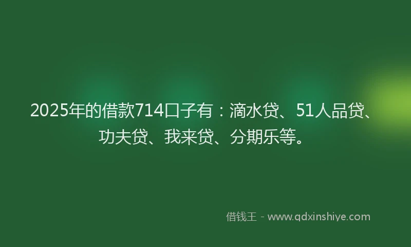 2025年的借款714口子有：滴水贷、51人品贷、功夫贷、我来贷、分期乐等。