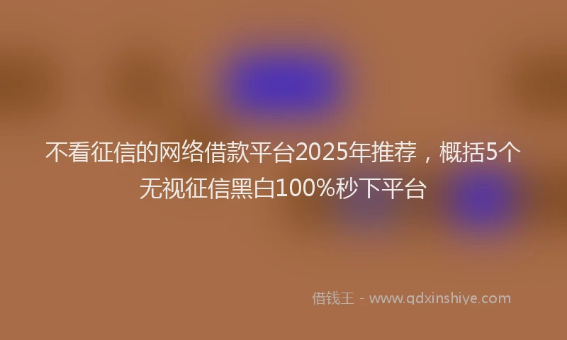 不看征信的网络借款平台2025年推荐，概括5个无视征信黑白100%秒下平台