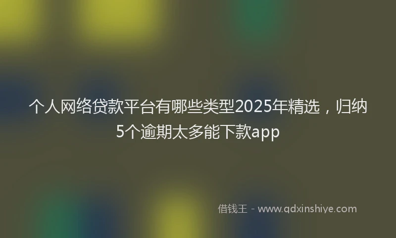个人网络贷款平台有哪些类型2025年精选，归纳5个逾期太多能下款app