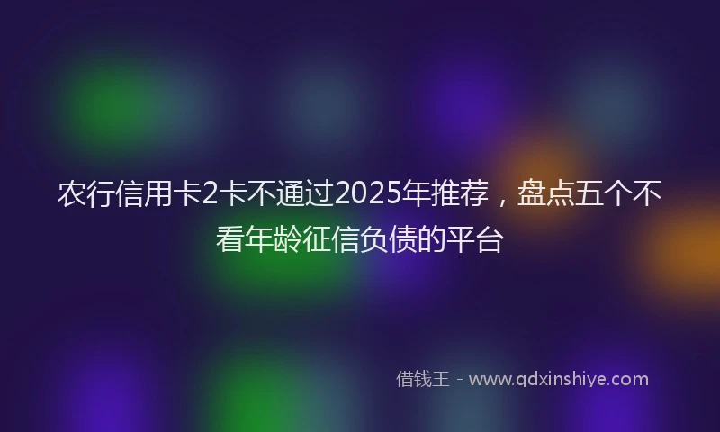 农行信用卡2卡不通过2025年推荐，盘点五个不看年龄征信负债的平台
