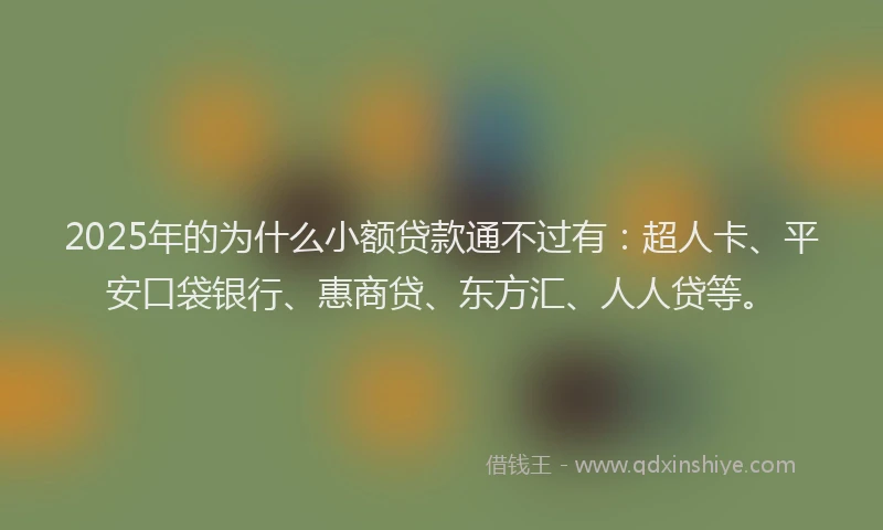 2025年的为什么小额贷款通不过有：超人卡、平安口袋银行、惠商贷、东方汇、人人贷等。