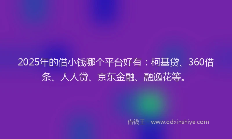 2025年的借小钱哪个平台好有：柯基贷、360借条、人人贷、京东金融、融逸花等。