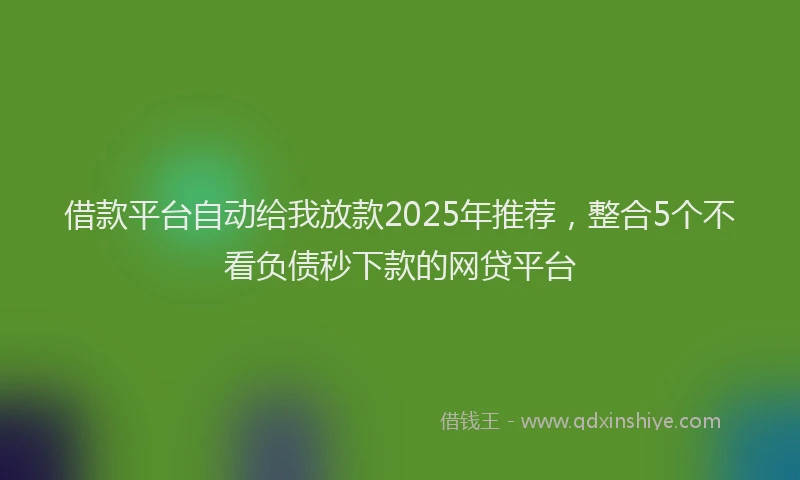 借款平台自动给我放款2025年推荐，整合5个不看负债秒下款的网贷平台