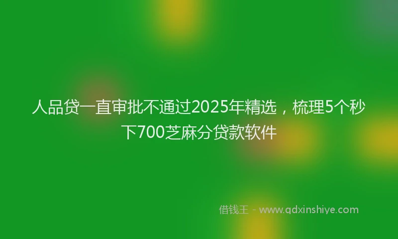 人品贷一直审批不通过2025年精选，梳理5个秒下700芝麻分贷款软件