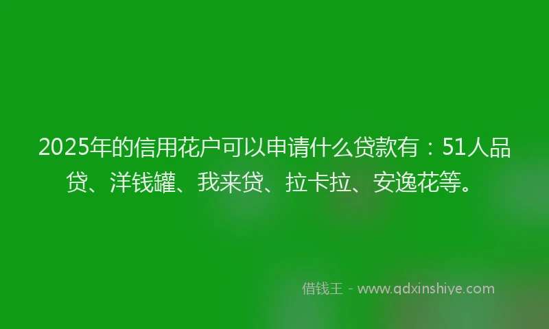 2025年的信用花户可以申请什么贷款有：51人品贷、洋钱罐、我来贷、拉卡拉、安逸花等。