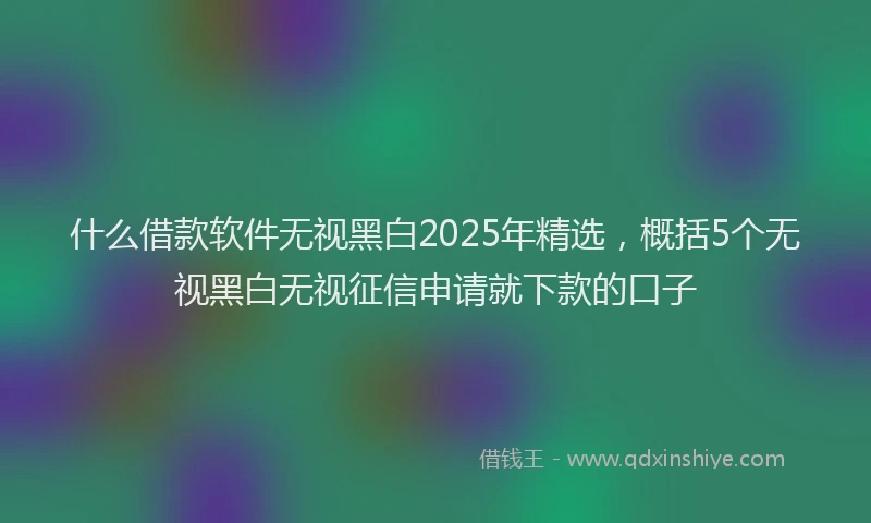 什么借款软件无视黑白2025年精选，概括5个无视黑白无视征信申请就下款的口子