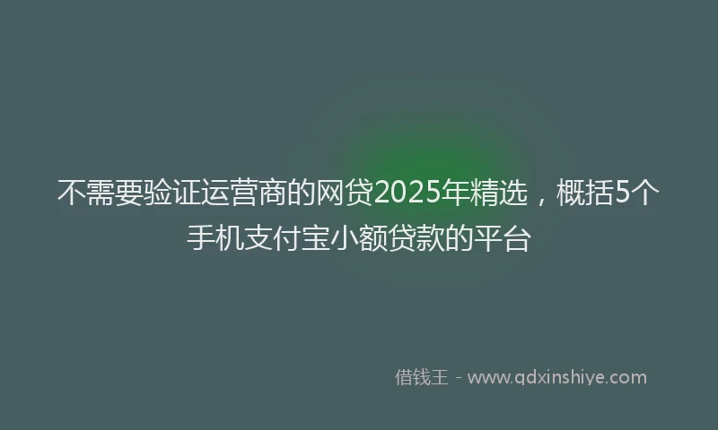 不需要验证运营商的网贷2025年精选，概括5个手机支付宝小额贷款的平台