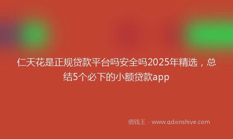 仁天花是正规贷款平台吗安全吗2025年精选，总结5个必下的小额贷款app