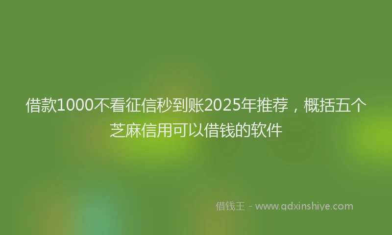 借款1000不看征信秒到账2025年推荐，概括五个芝麻信用可以借钱的软件