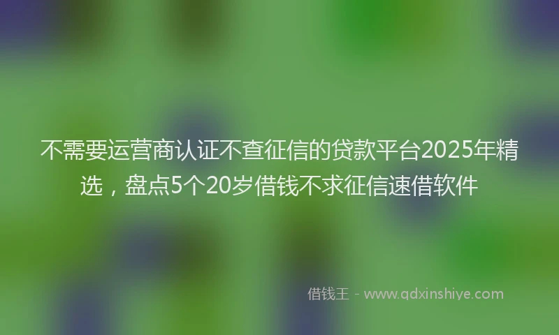 不需要运营商认证不查征信的贷款平台2025年精选，盘点5个20岁借钱不求征信速借软件