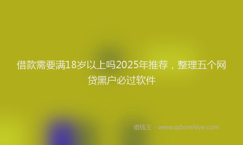 借款需要满18岁以上吗2025年推荐，整理五个网贷黑户必过软件