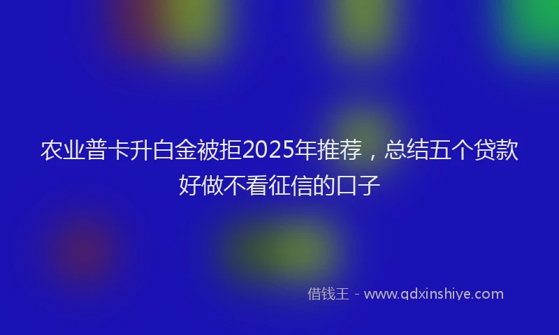 农业普卡升白金被拒2025年推荐，总结五个贷款好做不看征信的口子