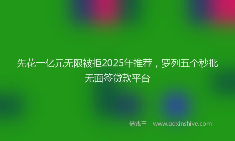 先花一亿元无限被拒2025年推荐，罗列五个秒批无面签贷款平台