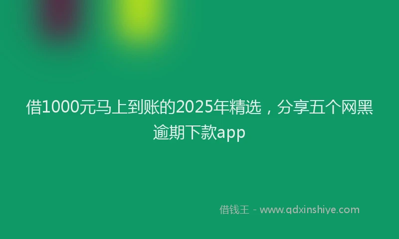 借1000元马上到账的2025年精选，分享五个网黑逾期下款app