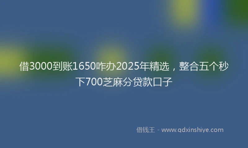 借3000到账1650咋办2025年精选，整合五个秒下700芝麻分贷款口子