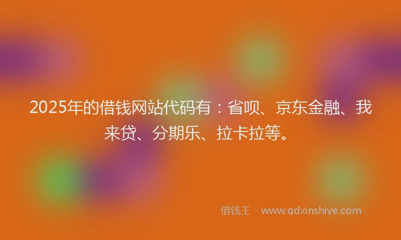 2025年的借钱网站代码有：省呗、京东金融、我来贷、分期乐、拉卡拉等。