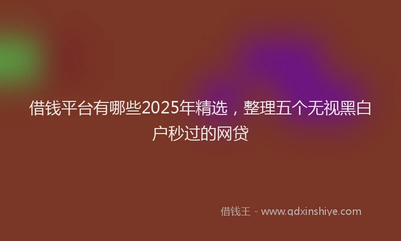 借钱平台有哪些2025年精选，整理五个无视黑白户秒过的网贷