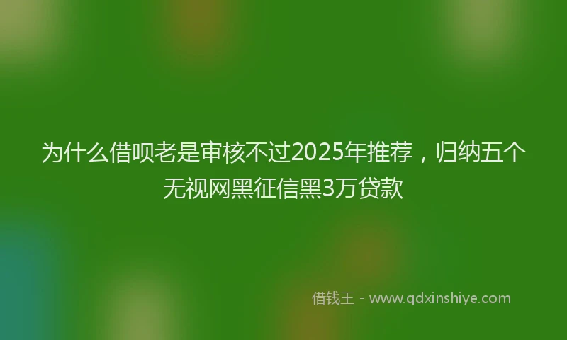 为什么借呗老是审核不过2025年推荐，归纳五个无视网黑征信黑3万贷款