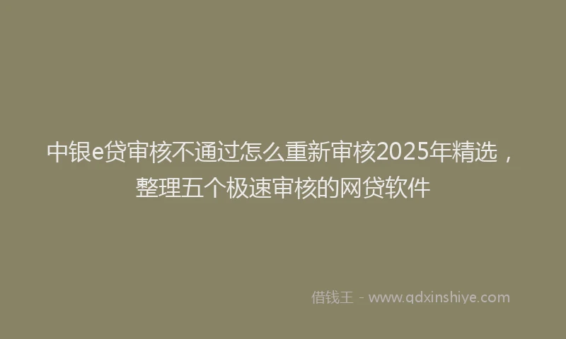 中银e贷审核不通过怎么重新审核2025年精选，整理五个极速审核的网贷软件