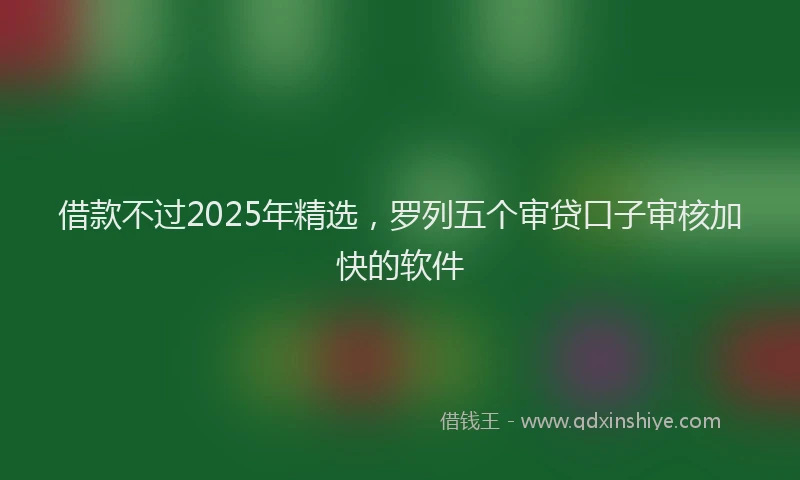 借款不过2025年精选，罗列五个审贷口子审核加快的软件