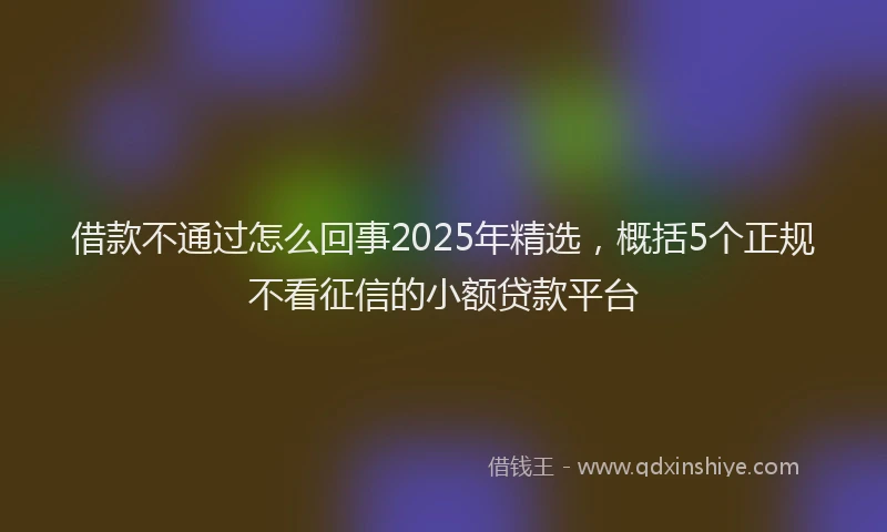 借款不通过怎么回事2025年精选，概括5个正规不看征信的小额贷款平台