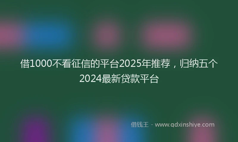 借1000不看征信的平台2025年推荐，归纳五个2024最新贷款平台