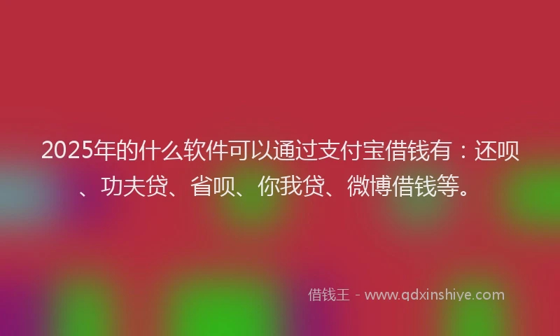 2025年的什么软件可以通过支付宝借钱有：还呗、功夫贷、省呗、你我贷、微博借钱等。