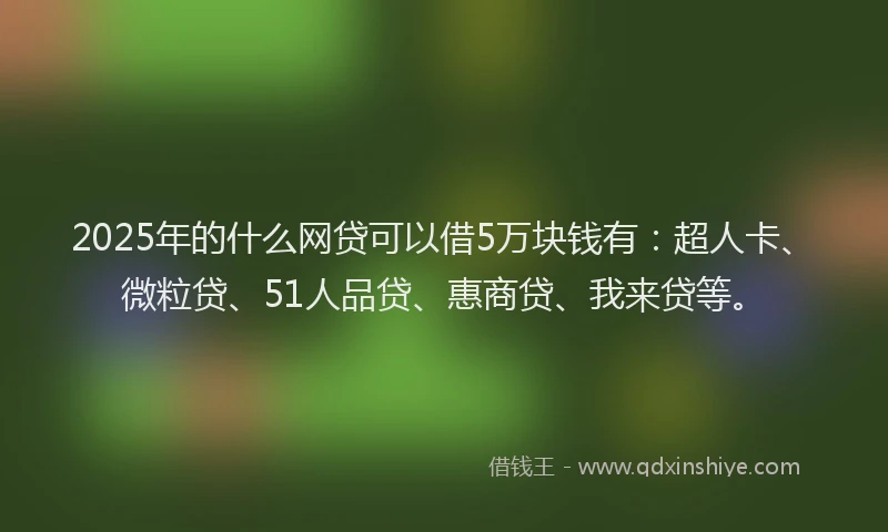2025年的什么网贷可以借5万块钱有：超人卡、微粒贷、51人品贷、惠商贷、我来贷等。
