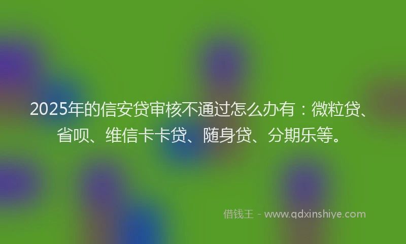 2025年的信安贷审核不通过怎么办有：微粒贷、省呗、维信卡卡贷、随身贷、分期乐等。