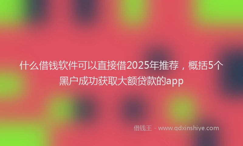 什么借钱软件可以直接借2025年推荐，概括5个黑户成功获取大额贷款的app