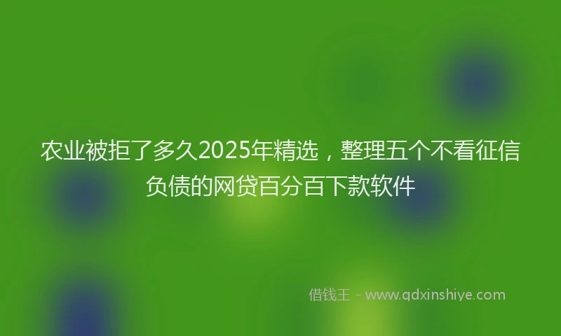 农业被拒了多久2025年精选，整理五个不看征信负债的网贷百分百下款软件