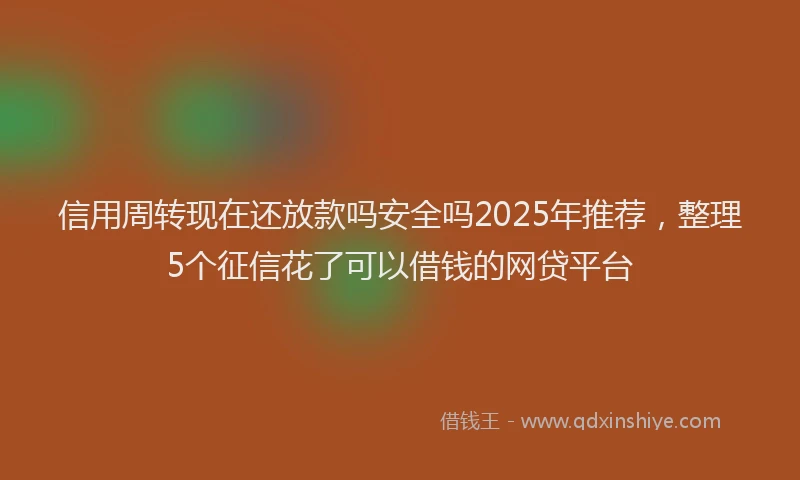 信用周转现在还放款吗安全吗2025年推荐，整理5个征信花了可以借钱的网贷平台