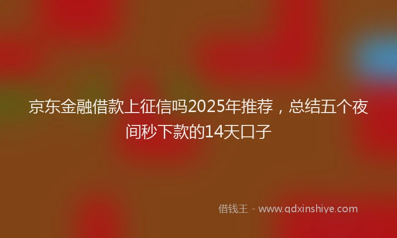 京东金融借款上征信吗2025年推荐，总结五个夜间秒下款的14天口子