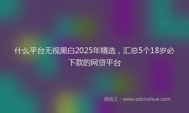 什么平台无视黑白2025年精选，汇总5个18岁必下款的网贷平台
