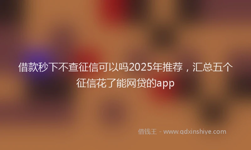 借款秒下不查征信可以吗2025年推荐，汇总五个征信花了能网贷的app