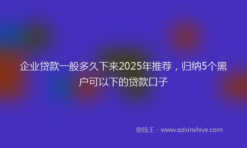 企业贷款一般多久下来2025年推荐，归纳5个黑户可以下的贷款口子
