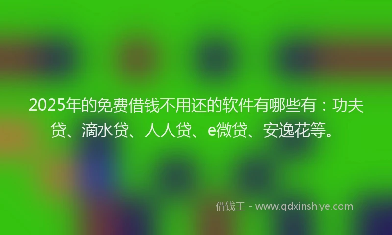 2025年的免费借钱不用还的软件有哪些有：功夫贷、滴水贷、人人贷、e微贷、安逸花等。
