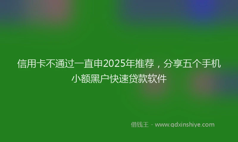 信用卡不通过一直申2025年推荐，分享五个手机小额黑户快速贷款软件
