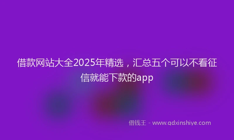 借款网站大全2025年精选，汇总五个可以不看征信就能下款的app