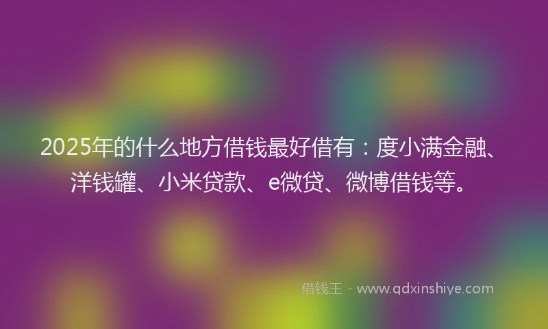 2025年的什么地方借钱最好借有：度小满金融、洋钱罐、小米贷款、e微贷、微博借钱等。