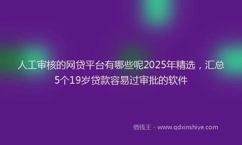 人工审核的网贷平台有哪些呢2025年精选，汇总5个19岁贷款容易过审批的软件