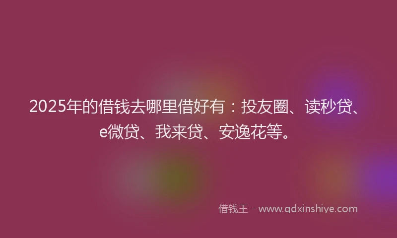 2025年的借钱去哪里借好有：投友圈、读秒贷、e微贷、我来贷、安逸花等。