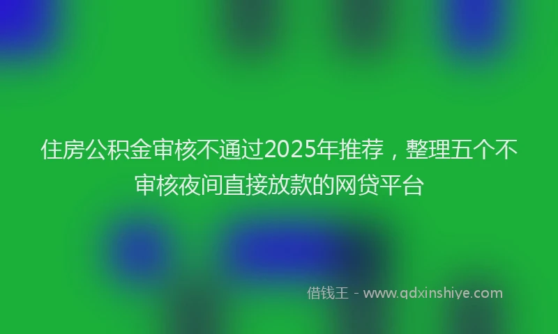 住房公积金审核不通过2025年推荐，整理五个不审核夜间直接放款的网贷平台