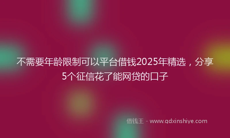 不需要年龄限制可以平台借钱2025年精选，分享5个征信花了能网贷的口子