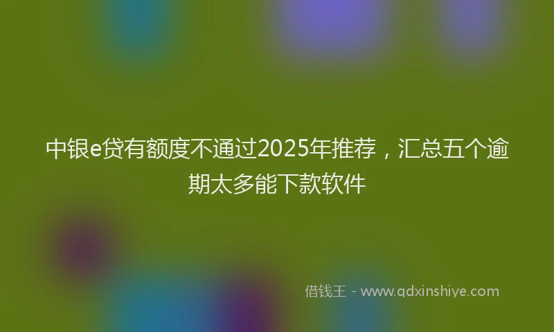 中银e贷有额度不通过2025年推荐，汇总五个逾期太多能下款软件