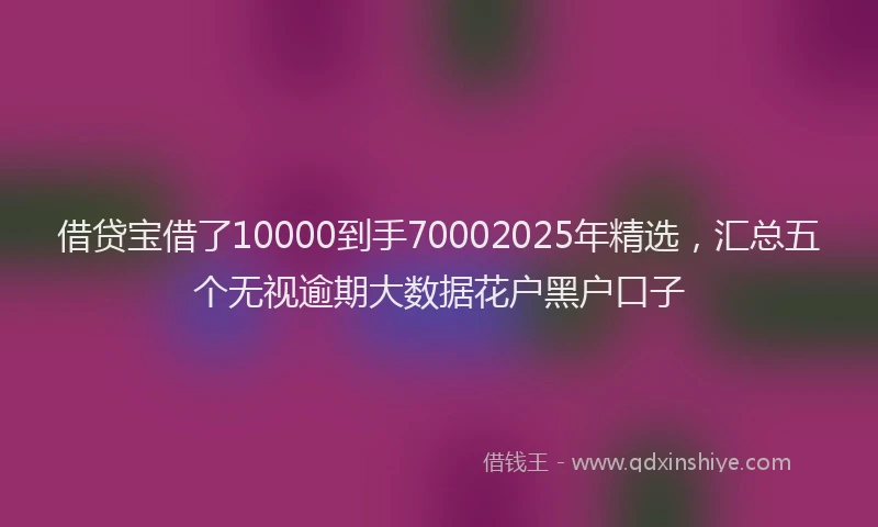 借贷宝借了10000到手70002025年精选，汇总五个无视逾期大数据花户黑户口子