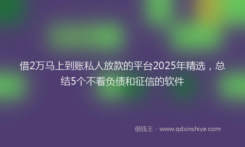 借2万马上到账私人放款的平台2025年精选，总结5个不看负债和征信的软件
