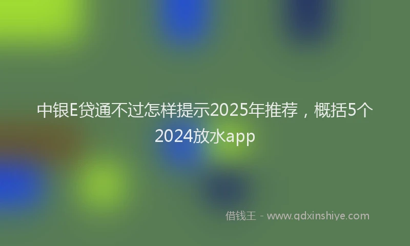 中银E贷通不过怎样提示2025年推荐，概括5个2024放水app