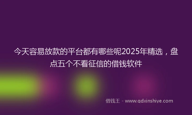 今天容易放款的平台都有哪些呢2025年精选，盘点五个不看征信的借钱软件