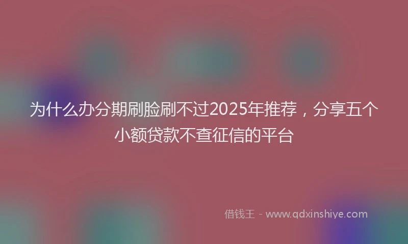 为什么办分期刷脸刷不过2025年推荐，分享五个小额贷款不查征信的平台
